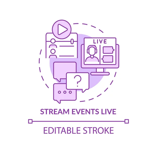 Stream Eventos Vivo Icono Concepto Púrpura Involucrar Los Clientes Idea — Vector de stock