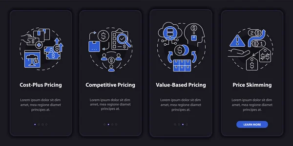 Pricing Methods Onboarding Mobile App Screen Competitive Strategy Walkthrough Steps — Διανυσματικό Αρχείο