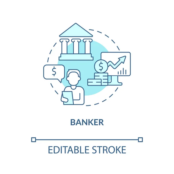 Banker Turquoise Concept Icon Financial Assistance Business Careers Abstract Idea — Wektor stockowy