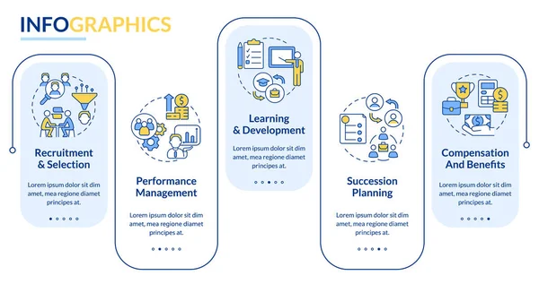 Noções Básicas Gestão Recursos Humanos Modelo Infográfico Retangular Visualização Dados —  Vetores de Stock