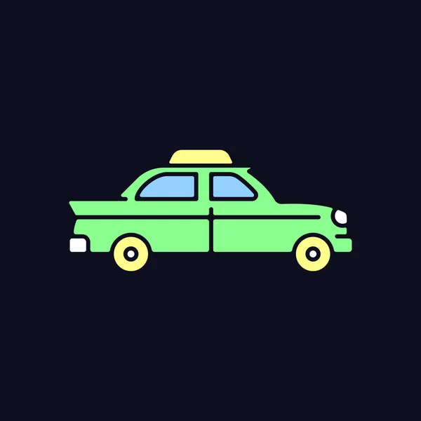 Retro Taxi Samochód Rgb Kolor Ikona Dla Ciemnego Tematu Pojazd — Wektor stockowy