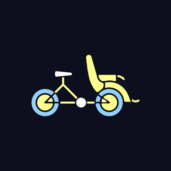 Велотакси Rgb Значок Цвета Темной Темы Велосипед Тришоу Туристическая Достопримечательность — стоковый вектор