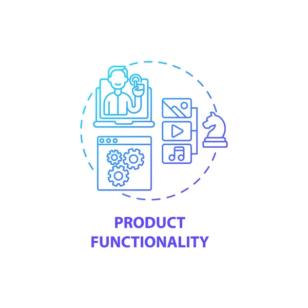 Ikona Koncepcji Funkcjonalności Produktu Rządzi Abstrakcyjną Ilustracją Cienkich Linii Służba — Wektor stockowy
