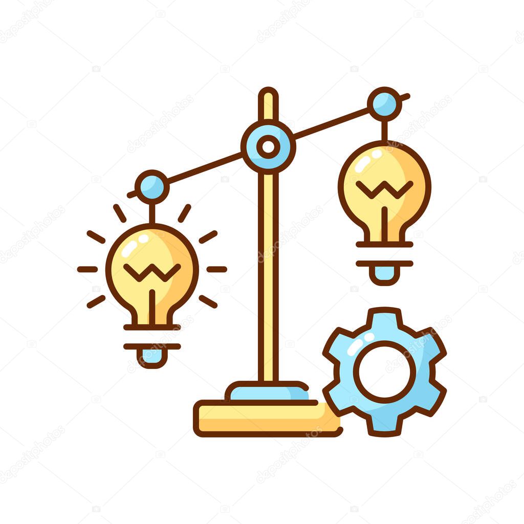Idea prioritization RGB color icon. Creative thinking idea. Choosing the right goals. Creativity development. Priority optimization. Critical thinking skills. Isolated vector illustration