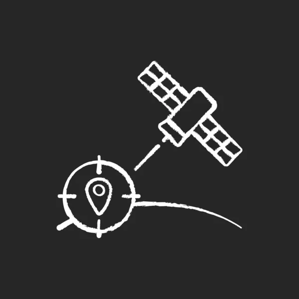 Navigáció Műholdas Kréta Fehér Ikon Sötét Háttérrel Mesterséges Műholdas Rádiónavigációs — Stock Vector