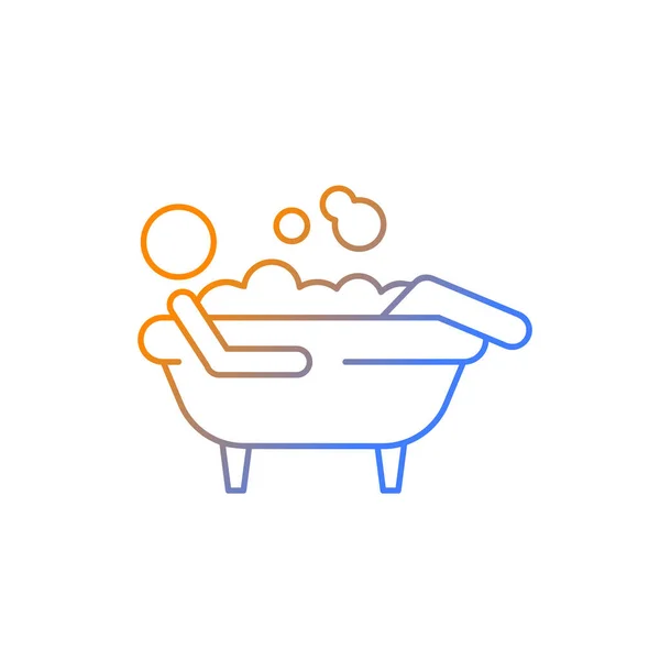 Bathe Gradient Linear Vector Icon Man Lying Bubble Bath Personal — Διανυσματικό Αρχείο
