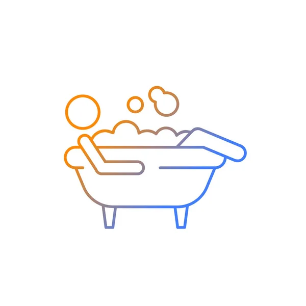 Bathe Gradient Linear Vector Icon Man Lying Bubble Bath Personal — Stockvektor