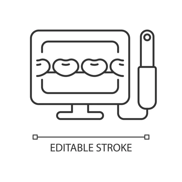 Ícone Linear Câmera Intraoral Diagnóstico Condição Saúde Oral Capturar Imagem —  Vetores de Stock