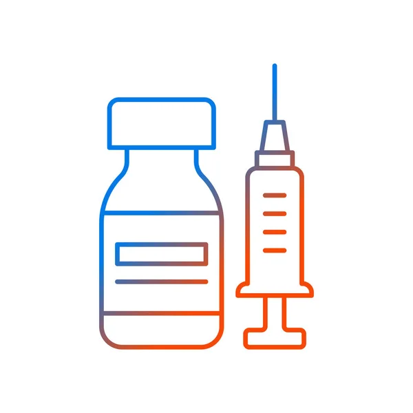 Vaccine Bottle 기울기 아이콘 주사기를 사용하는 바이알 치료제 스타일의 픽토그램 — 스톡 벡터