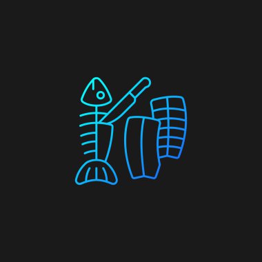 Karanlık tema için fileto oyma gradyan vektör simgesi. Balık eti dilimliyorum. Derisiz ve kemiksiz deniz ürünleri. İnce çizgi renk sembolü. Modern tarz pictogram. Vektör izole çizimi