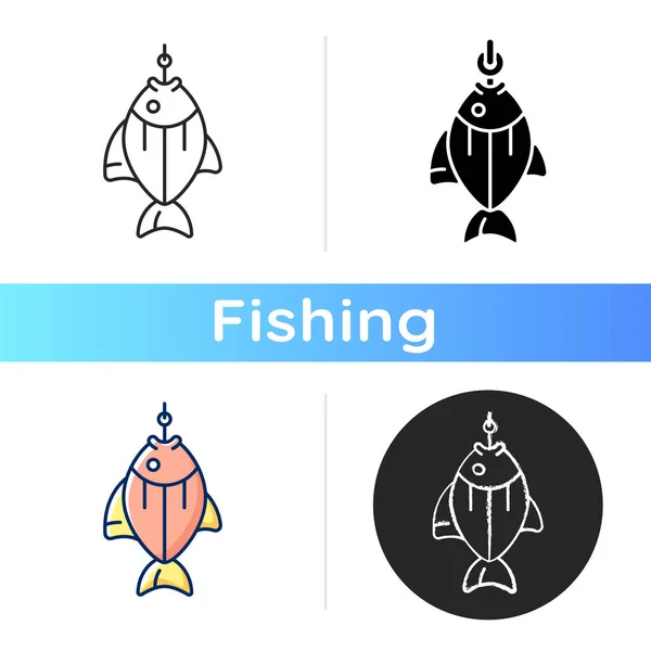 Рыба Крючке Икона Рыболовный Турнир Трофей Рыбаков Восстановление Морской Пищи — стоковый вектор