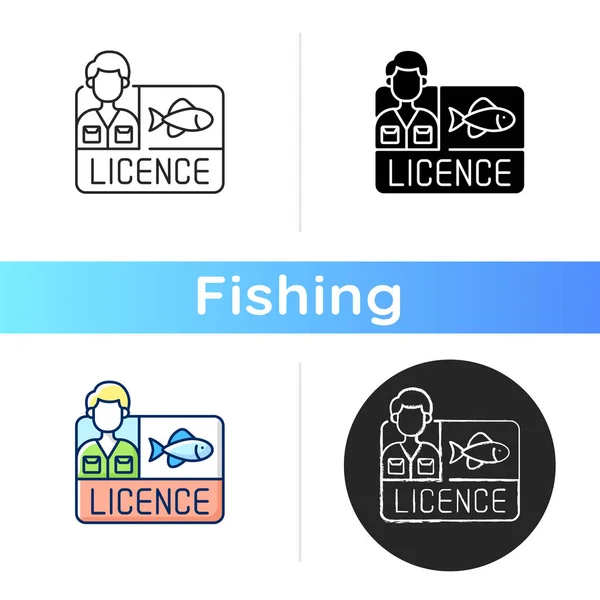 Значок Лицензии Рыбалку Разрешите Ловить Рыбу Экологическое Законодательство Стратегия Сохранения — стоковый вектор