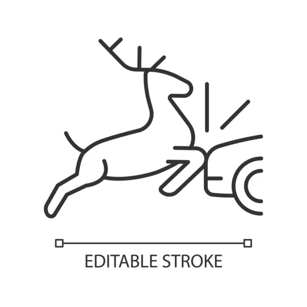 Collision Animals Linear Icon Colliding Wildlife Livestock Roadway Thin Line — Stock Vector