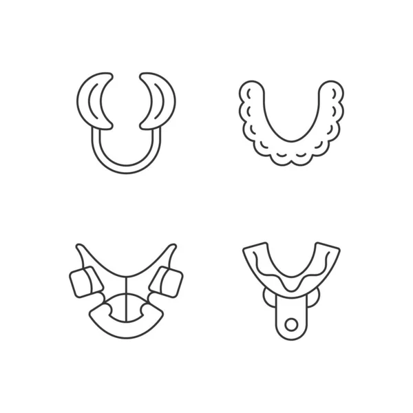 Lineare Symbole Für Kieferorthopädische Geräte Die Zähne Neu Ausrichten Wangenrückzieher — Stockvektor