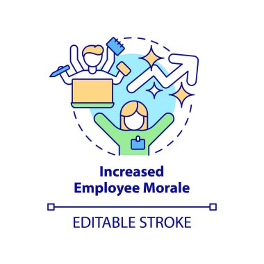 Increased employee morale concept icon. Benefits of business transparency abstract idea thin line illustration. Isolated outline drawing. Editable stroke. Roboto-Medium, Myriad Pro-Bold fonts used
