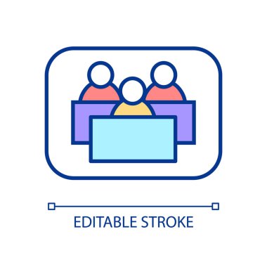 Web elearning RGB color icon. Distant education. Electronic classes. Online conference with students. Isolated vector illustration. Simple filled line drawing. Editable stroke. Arial font used