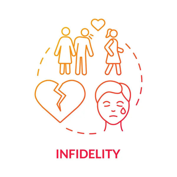 Infidelity Red Gradient Concept Icon Cheating Partner Relationship Divorce Reason — Stock vektor