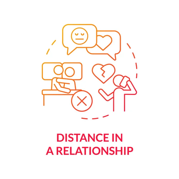 Distance Relationship Red Gradient Concept Icon Communication Problem Divorce Reason — Stockvector