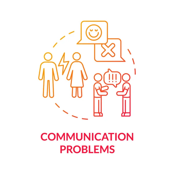 Problèmes Communication Icône Concept Dégradé Rouge Malentendu Entre Partenaires Divorce — Image vectorielle