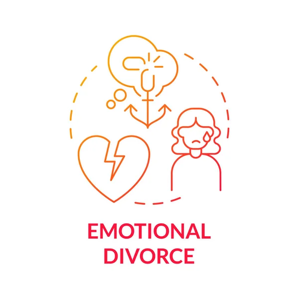 Emotional Divorce Red Gradient Concept Icon Painful Relationship Breakdown Separation — Stock vektor