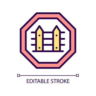 Country borders RGB color icon. Homeland security. State barrier and fence. Crimes prevention. Isolated vector illustration. Simple filled line drawing. Editable stroke. Pixel perfect. Arial font used