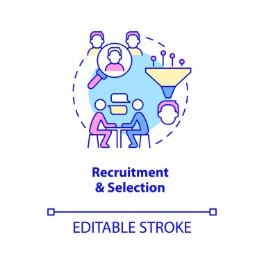 Recruitment and selection concept icon. Checking candidates. HR management abstract idea thin line illustration. Isolated outline drawing. Editable stroke. Roboto-Medium, Myriad Pro-Bold fonts used