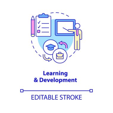 Learning and development concept icon. Adaptation process. HR management abstract idea thin line illustration. Isolated outline drawing. Editable stroke. Roboto-Medium, Myriad Pro-Bold fonts used