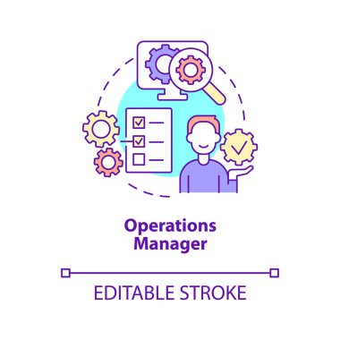 Operations manager concept icon. Business management careers abstract idea thin line illustration. Isolated outline drawing. Editable stroke. Roboto-Medium, Myriad Pro-Bold fonts used
