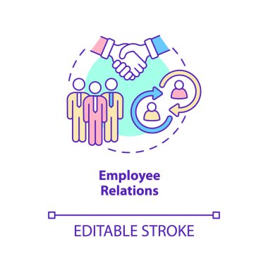 Employee relations concept icon. Skills for human resources abstract idea thin line illustration. Isolated outline drawing. Editable stroke. Roboto-Medium, Myriad Pro-Bold fonts used