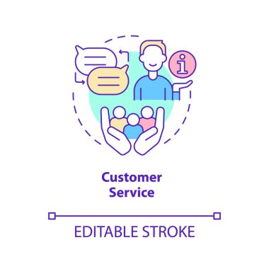 Customer service concept icon. Skills for human resources abstract idea thin line illustration. Isolated outline drawing. Editable stroke. Roboto-Medium, Myriad Pro-Bold fonts used