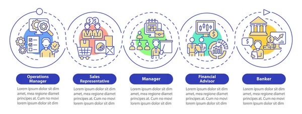 Üzleti Menedzsment Karrier Ciklus Kör Infographic Sablon Adatvizualizáció Lépésben Folyamat — Stock Vector