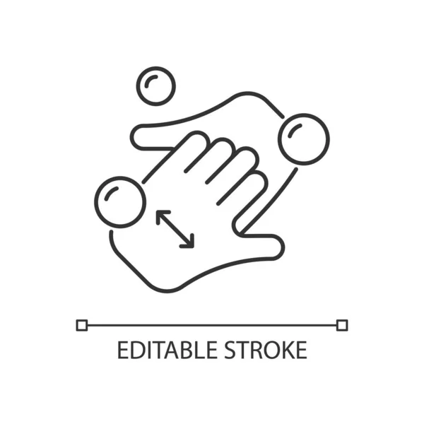 Beker Vingers Lineair Pictogram Handen Nagels Schoonmaken Met Zeep Handwas — Stockvector