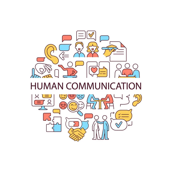 Emberi Kommunikáció Elvont Szín Koncepció Elrendezés Főcímmel Beszélgetni Emberekkel Csapatmegbeszélés — Stock Vector