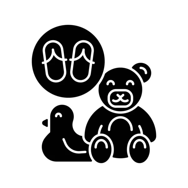 Zabawki Wykonane Japonki Czarny Glif Ikona Zrównoważone Ręcznie Robione Zabawki — Wektor stockowy