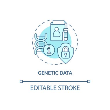 Genetic data turquoise concept icon. Personal data protection. Safety abstract idea thin line illustration. Isolated outline drawing. Editable stroke. Roboto-Medium, Myriad Pro-Bold fonts used