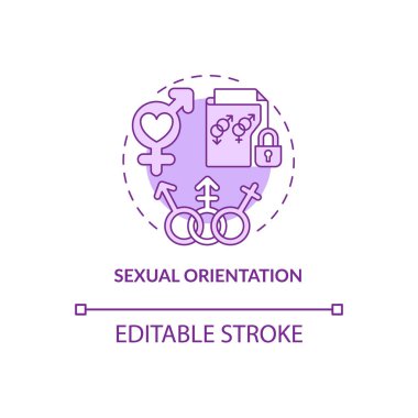 Sexual orientation purple concept icon. Personal data protection abstract idea thin line illustration. Isolated outline drawing. Editable stroke. Roboto-Medium, Myriad Pro-Bold fonts used
