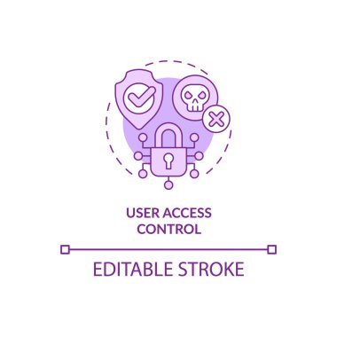 User access purple control concept icon. Sensitive information security abstract idea thin line illustration. Isolated outline drawing. Editable stroke. Roboto-Medium, Myriad Pro-Bold fonts used