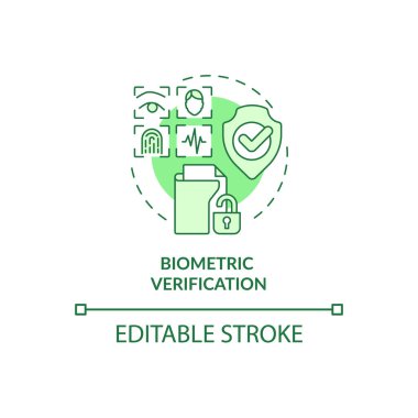 Biometric verification green concept icon. Ways to protect information abstract idea thin line illustration. Isolated outline drawing. Editable stroke. Roboto-Medium, Myriad Pro-Bold fonts used
