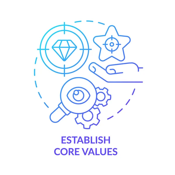 Establecer Los Valores Básicos Azul Gradiente Icono Concepto Transparencia Empresarial — Archivo Imágenes Vectoriales