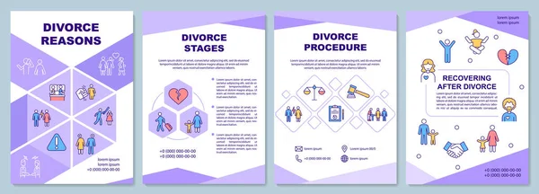 Psychology Divorce Purple Brochure Template Marriage End Booklet Print Design —  Vetores de Stock