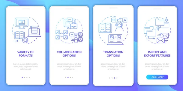 Elearning Platforms Features Blue Gradient Onboarding Mobile App Screen Walkthrough — Stockový vektor