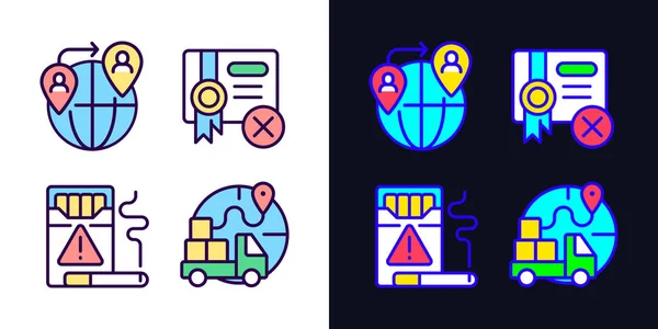 Contraband Light Dark Theme Rgb Color Icons Set People Smuggling — Vettoriale Stock