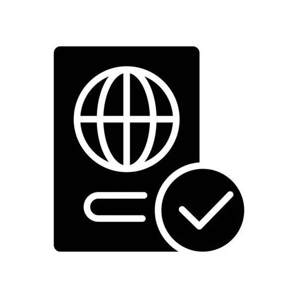 Controle Passaporte Ícone Glifo Preto Protecção Das Fronteiras Identificação Passageiro —  Vetores de Stock