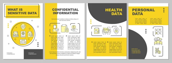 Tipos Dados Sensíveis Modelo Brochura Amarelo Identidade Segura Desenho Impressão —  Vetores de Stock