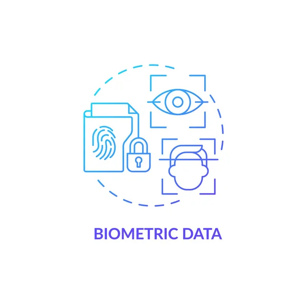 Biometric Data Blue Gradient Concept Icon Siguranța Informațiilor Sensibile Cercetare — Vector de stoc