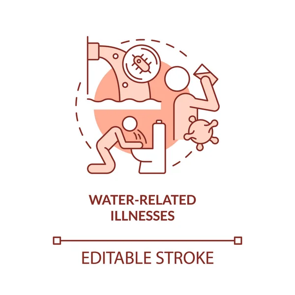 Vízhez Kapcsolódó Betegségek Piros Fogalom Ikon Éghajlatváltozás Egészség Elvont Ötlet — Stock Vector