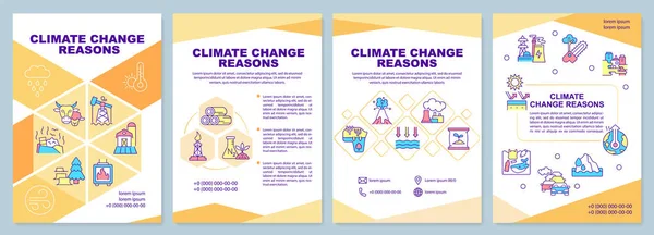 Modèle Brochure Sur Les Raisons Changement Climatique Impact Humain Carnet — Image vectorielle