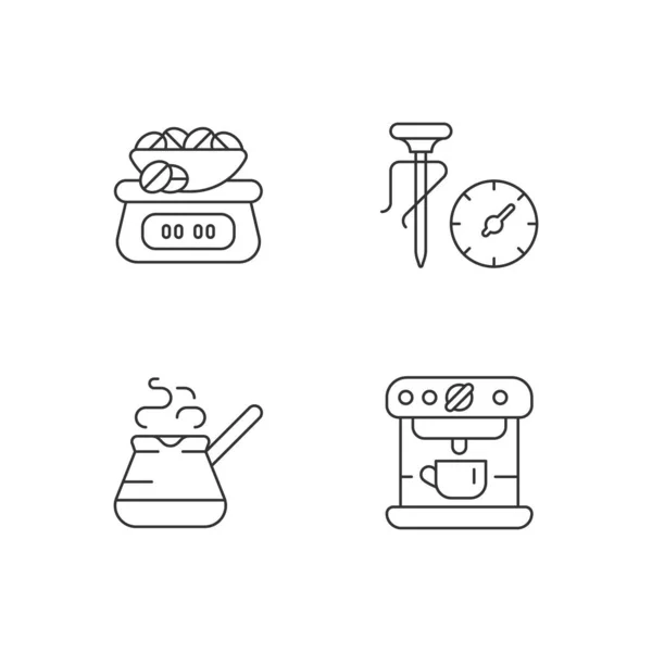 Appliance Coffee Preparation Linear Icons Set Weighing Scales Beans Espresso — Image vectorielle