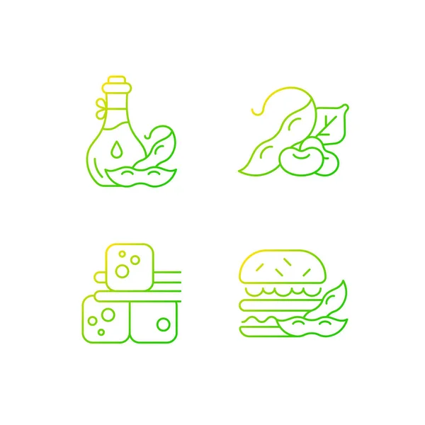 Soybeans Cooking Gradient Linear Vector Icons Set Healthy Meals Organic — Stok Vektör