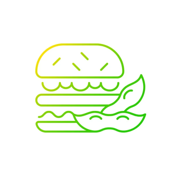 Soy Burger Gradient Linear Vector Icon Patty Made Organic Vegetables — Stock Vector